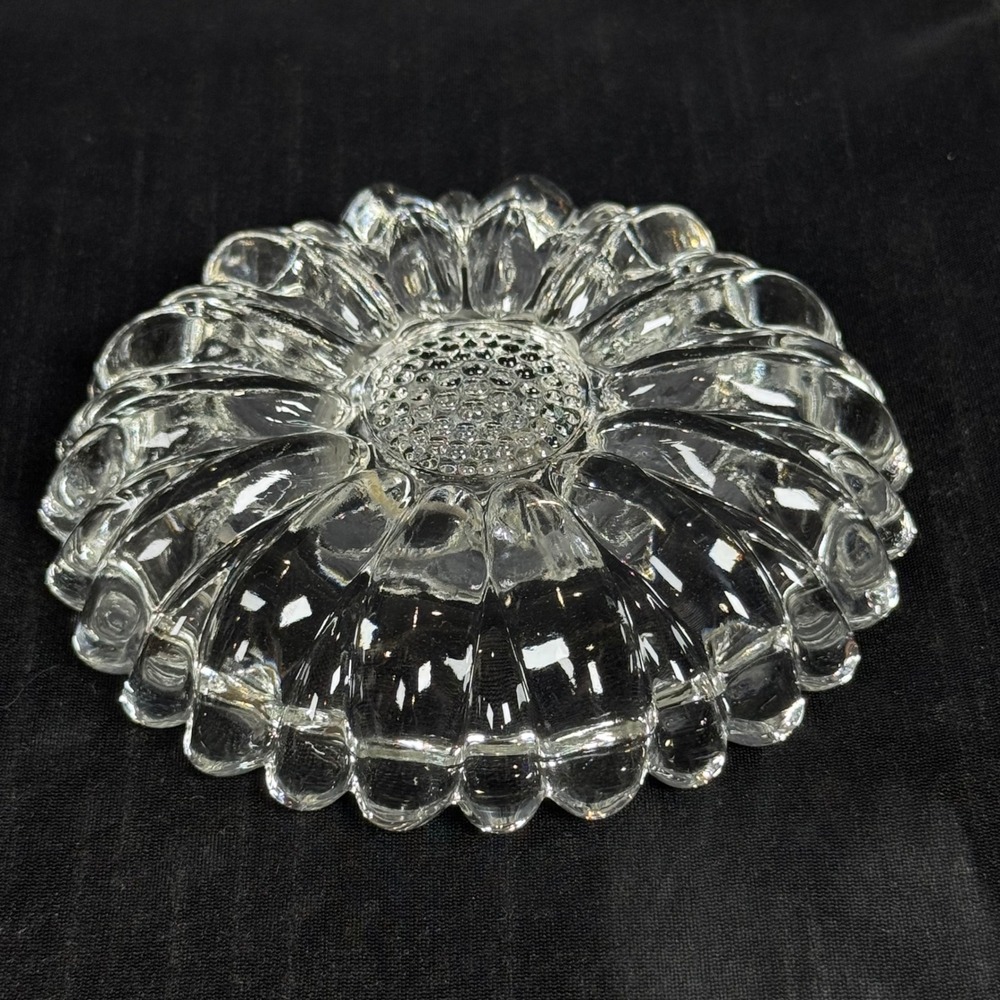Vintage Hazel Atlas Clear Glass Reversible Flower Taper Candle Holder